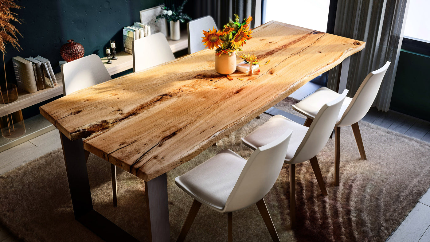 Table à manger unique chêne / de 140 -280 cm x 85-90 cm / unique / chemins de table / table tronc d'arbre