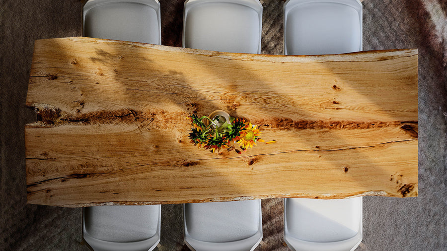 Unikat Esstisch Eiche / 200 x 90 cm  / Unikat / Tischkufen / Baumstammtisch