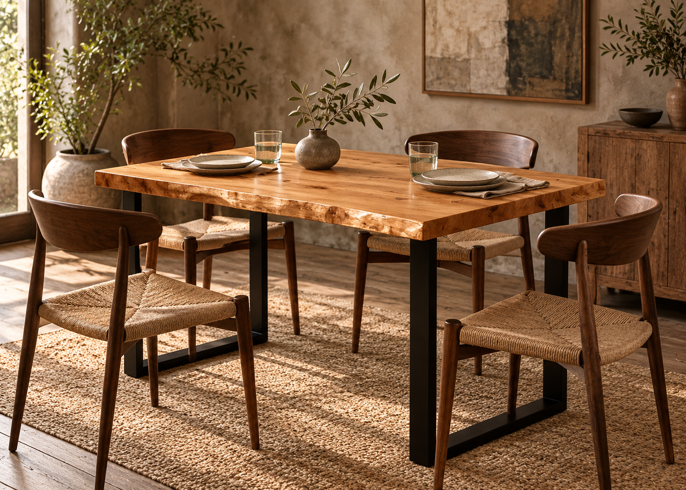 kleiner Esstisch aus einem Stück Eiche für den kleinen Essbereich – Living Oak