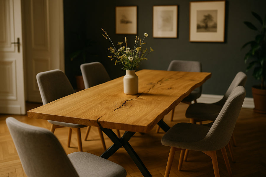 Unikat Esstisch Eiche / ab 160 -340 cm x 100 - 120 cm / Baumstammtisch