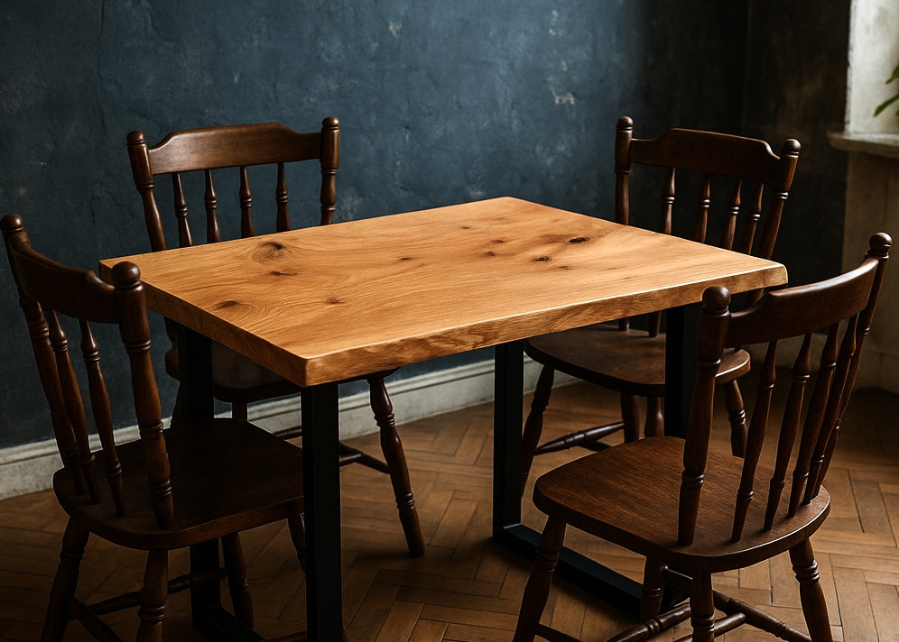 kleiner Esstisch aus massiver Eiche – Unikat mit Charakter - mit Naturkante