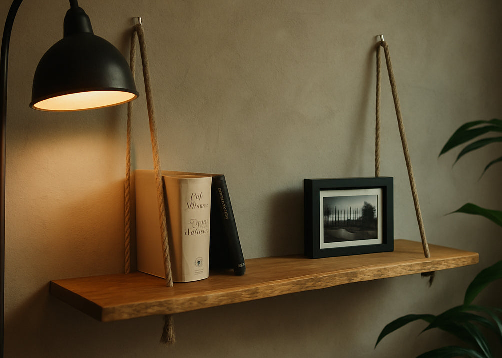 Wandregal Eiche No.9 - Hängeregal aus Eichenholz / Bücherregal