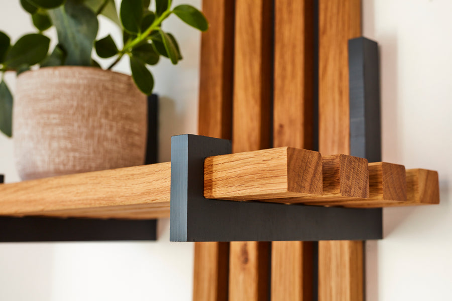 Wandregal Eiche No.4 - Leistenregal aus Massivholz
