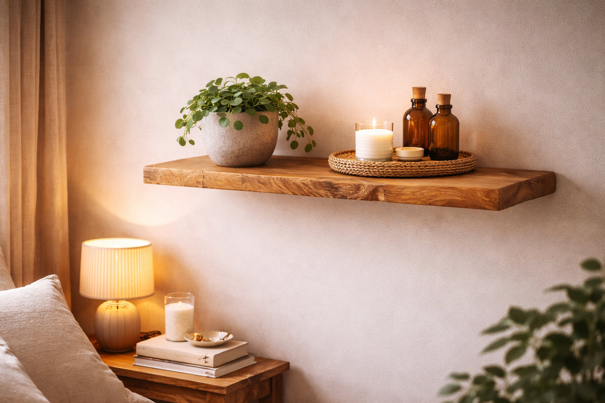 Schwebendes Wandregal Eiche mit verdeckter Halterung – Living Oak