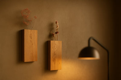 Wandvase Eiche für Trockenblumen handgefertigt Wanddeko