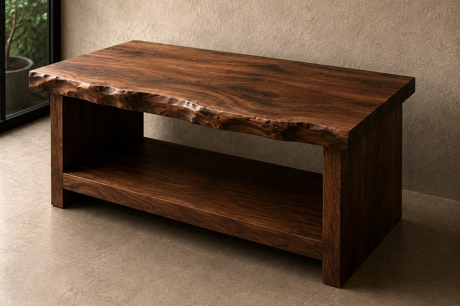 Heritage – Massiver Nussbaum-Waschtisch mit Naturkante