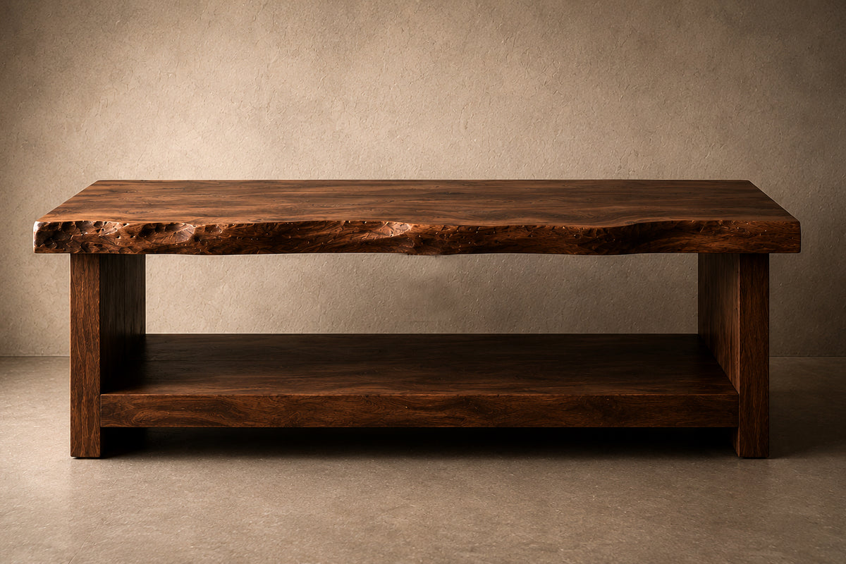 Heritage – Massiver Nussbaum-Waschtisch mit Naturkante