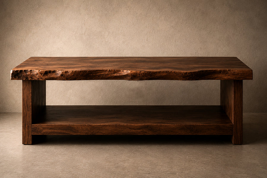 Heritage – Massiver Nussbaum-Waschtisch mit Naturkante