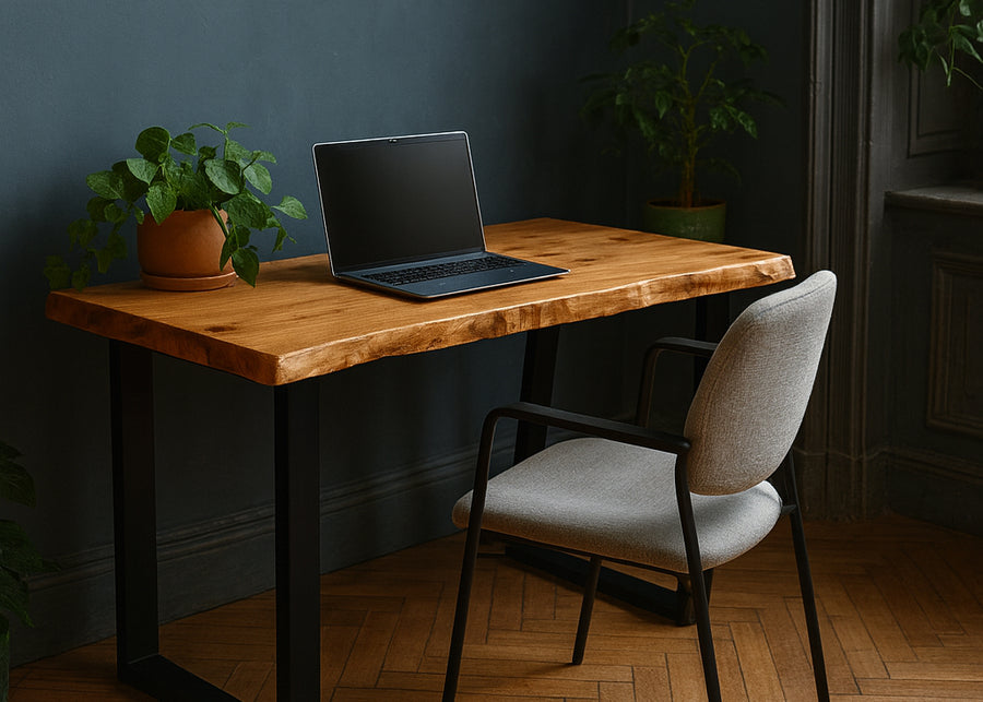 Schreibtisch aus massiver Eiche – Unikat mit Charakter - mit Naturkante