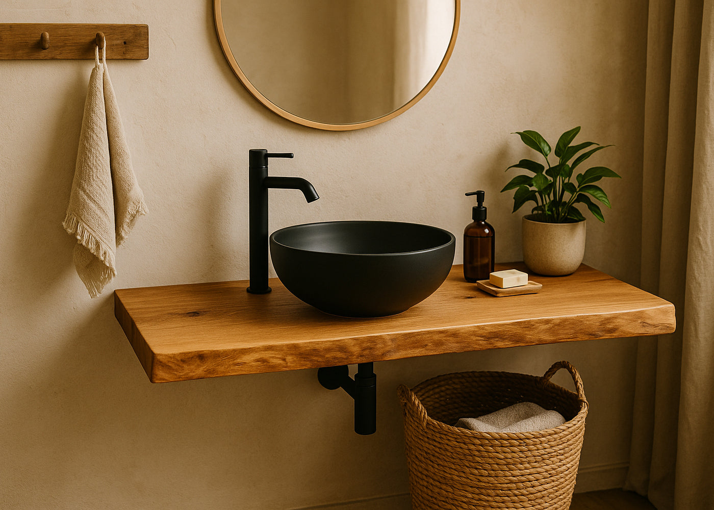 Massive Tischplatte aus Eiche – Unikat mit Naturkante - mit Naturkante