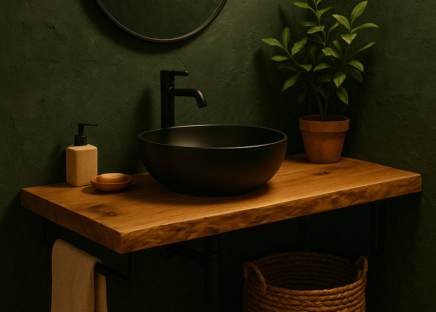 Massive Tischplatte aus Eiche – Unikat mit Naturkante - mit Naturkante