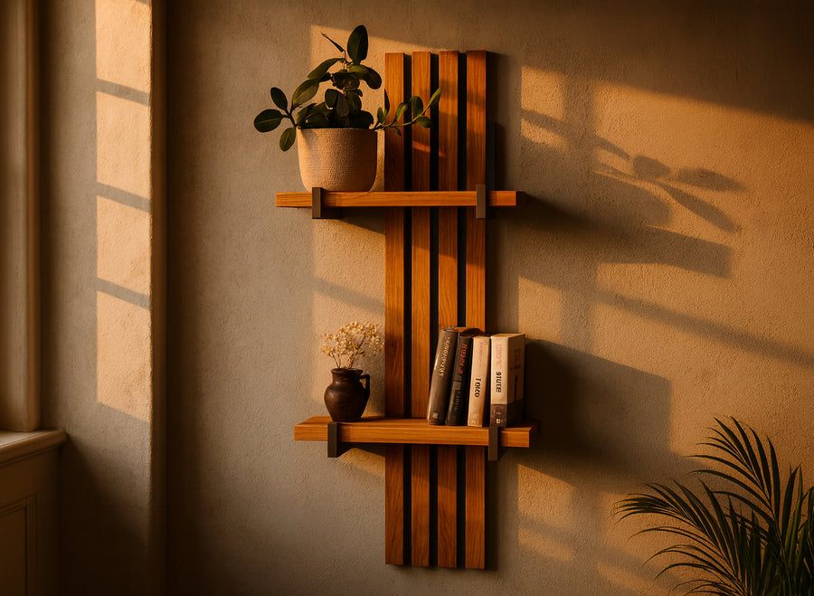 Wandregal Eiche No.4 - Leistenregal aus Massivholz
