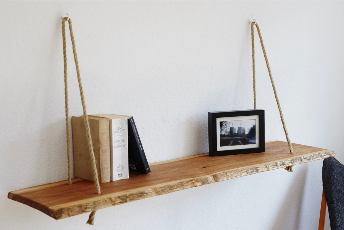 Wandregal Eiche No.9 - Hängeregal aus Eichenholz / Bücherregal