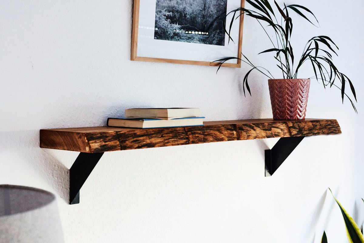 Wandregal Eiche No.8 - Wandregal Eiche mit Halterung