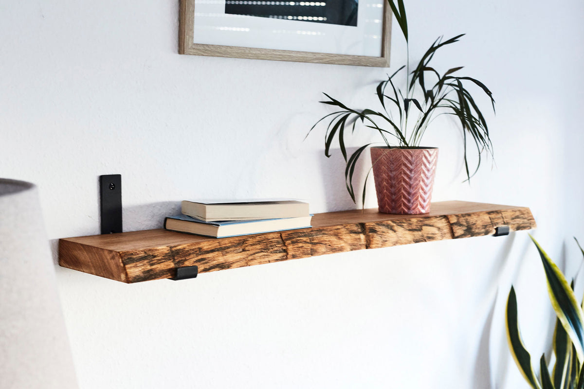 Wandregal Eiche No.7 - Wandregal Eiche mit Halterung