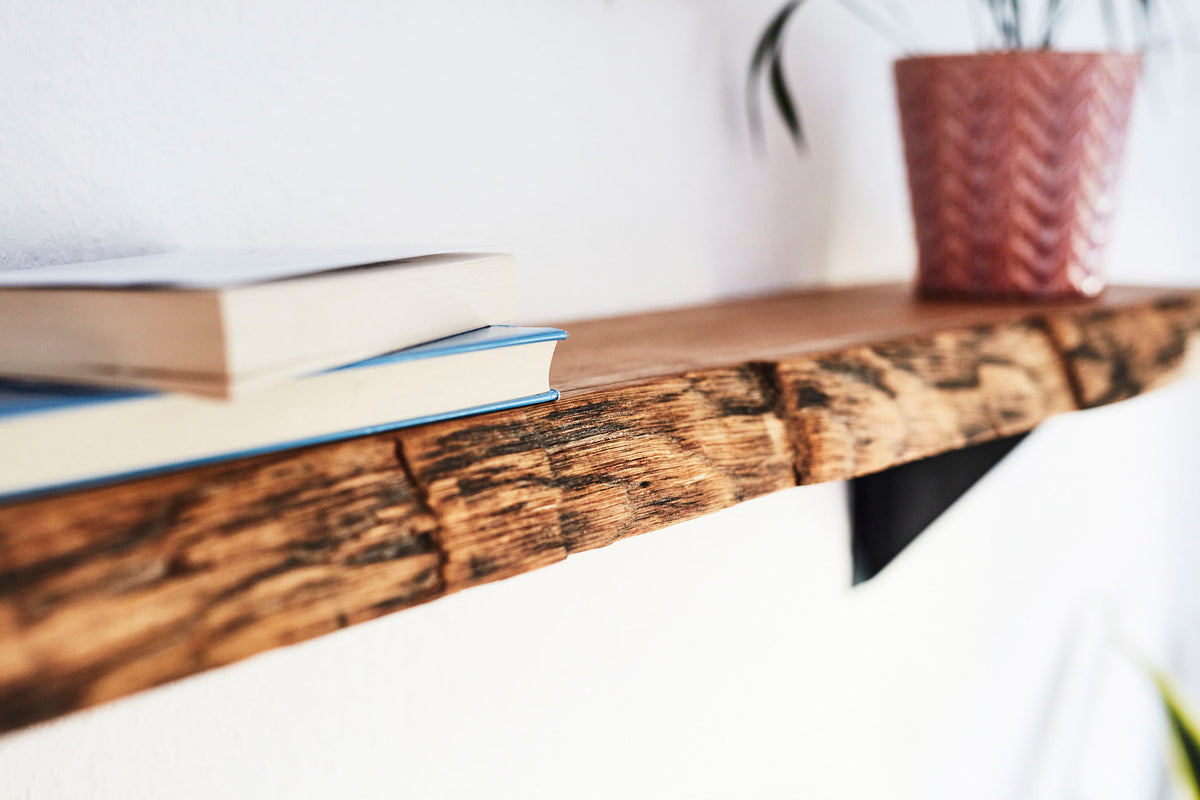 Wandregal Eiche No.8 - Wandregal Eiche mit Halterung